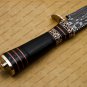 Custom Handmade Damascus Steel Mosaic Bowie Knife Hunting Knife Sheet Handle With Leather Sheath
