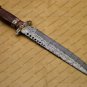 Custom Handmade Damascus Steel Mosaic Bowie Knife Hunting Knife Sheet Handle With Leather Sheath
