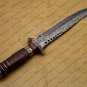 Custom Handmade Damascus Steel Mosaic Bowie Knife Hunting Knife Sheet Handle With Leather Sheath