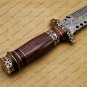 Custom Handmade Damascus Steel Mosaic Bowie Knife Hunting Knife Sheet Handle With Leather Sheath