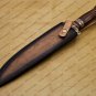 Custom Handmade Damascus Steel Mosaic Bowie Knife Hunting Knife Sheet Handle With Leather Sheath