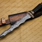 Beautiful Custom Handmade Damascus Steel Dagger Knife with Leather Sheath