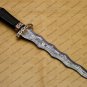 Beautiful Custom Handmade Damascus Steel Dagger Knife with Leather Sheath