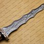 Beautiful Custom Handmade Damascus Steel Dagger Knife with Leather Sheath