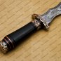 Beautiful Custom Handmade Damascus Steel Dagger Knife with Leather Sheath