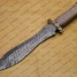 Beautiful Custom Handmade Damascus Steel Dagger Knife with Leather Sheath