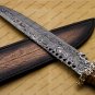Custom Handmade Damascus Steel Mosaic Bowie Knife Hunting Knife Sheet Handle With Leather Sheath