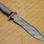 Custom Handmade Damascus Steel Mosaic Bowie Knife Hunting Knife Sheet Handle With Leather Sheath