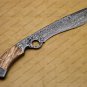 Custom Handmade Damascus Steel Mosaic Bowie Knife Hunting Knife Sheet Handle With Leather Sheath