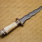 Beautiful Custom Handmade Damascus Steel Dagger Knife with Leather Sheath