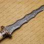 Beautiful Custom Handmade Damascus Steel Dagger Knife with Leather Sheath
