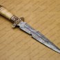 Beautiful Custom Handmade Damascus Steel Dagger Knife with Leather Sheath