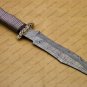 Custom Handmade Damascus Steel Mosaic Bowie Knife Hunting Knife Sheet Handle With Leather Sheath