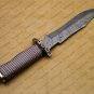 Custom Handmade Damascus Steel Mosaic Bowie Knife Hunting Knife Sheet Handle With Leather Sheath