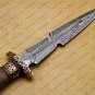 Beautiful Custom Handmade Damascus Steel Dagger Knife with Leather Sheath