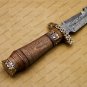 Beautiful Custom Handmade Damascus Steel Dagger Knife with Leather Sheath