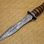 Beautiful Custom Handmade Damascus Steel Dagger Knife with Leather Sheath
