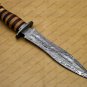 Beautiful Custom Handmade Damascus Steel Dagger Knife with Leather Sheath