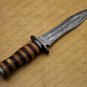 Beautiful Custom Handmade Damascus Steel Dagger Knife with Leather Sheath