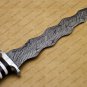 Beautiful Custom Handmade Damascus Steel Dagger Knife with Leather Sheath