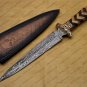 Premium Custom Handmade Damascus Steel Dagger Knife Exquisite Craftsmanship with Leather Sheath