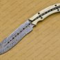 Handmade Damascus Steel Skinner Knife with White Handle Premium Hunting Knife for Outdoor Enthusiast