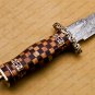 Custom Handmade Damascus Steel Mosaic Bowie Knife Premium Hunting Knife with Sheet Handle + Sheath