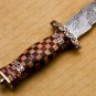 Custom Handmade Damascus Steel Mosaic Bowie Knife Premium Hunting Knife with Sheet Handle + Sheath