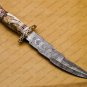Custom Handmade Damascus Steel Mosaic Bowie Knife Premium Hunting Knife with Sheet Handle + Sheath