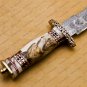 Custom Handmade Damascus Steel Mosaic Bowie Knife Premium Hunting Knife with Sheet Handle + Sheath