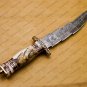 Custom Handmade Damascus Steel Mosaic Bowie Knife Premium Hunting Knife with Sheet Handle + Sheath