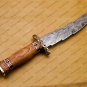 Custom Handmade Damascus Steel Mosaic Bowie Knife Premium Hunting Knife with Sheet Handle + Sheath