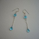 Light Blue Sterling Silver Chain Dangle Earrings