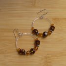 Honey & Amber Colored Beads on Medium Sized Stering Silver Hoops