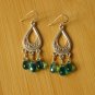 Silver Dangly Earrings with Blue Glass Beads
