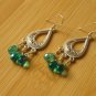 Silver Dangly Earrings with Blue Glass Beads