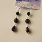 Elegant Black and Brown Czech Glass Bead Earrings