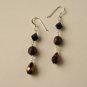 Elegant Black and Brown Czech Glass Bead Earrings
