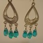Silver Dangly Earrings with Blue Glass Beads