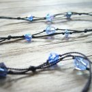 Black Silk & Blue Swarovski Glass Bead Necklace
