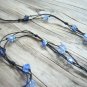 Black Silk & Blue Swarovski Glass Bead Necklace