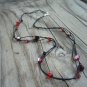 Black Silk & Red Swarovski Glass Bead Necklace