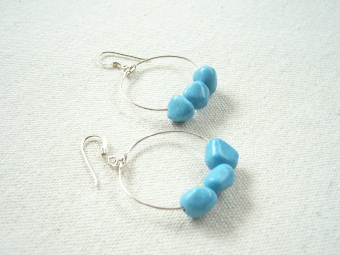Bright and Beautiful Turquoise Hoop Earrings