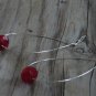 Eye Catching Long Silver Hoop with Bright Red Glass Bead