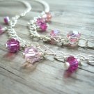 Lovely Pink Crystals and Silver Chain Necklace
