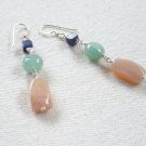 Sterling Silver Wire Wrapped Cool Toned Stone Earrings