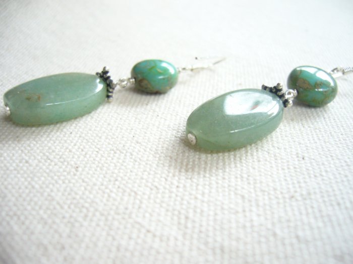 Gorgeous Green Glass and Silver Earrings