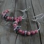 Natural Pink & Silver Hoop Earrings