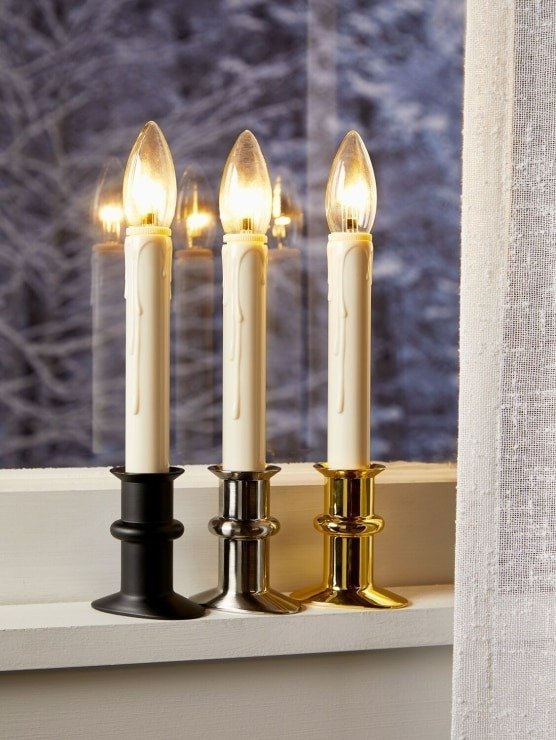 Cordless Led Slender Window Candle With Adjustable Base, Set Of 4