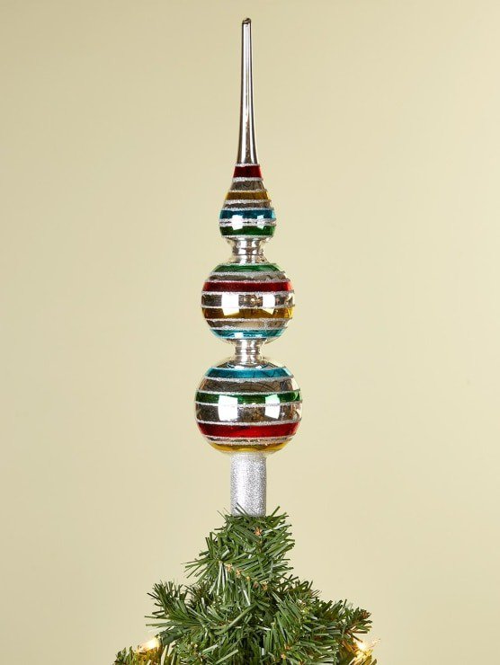Gejoy Mercury Glass Finial Christmas Tree Topper Vintage Lime
